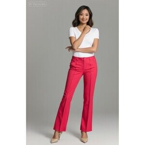 Elie Tahari Red Wool Pants BootCut/flare Leg Size 6 Festive Colorful Workwear